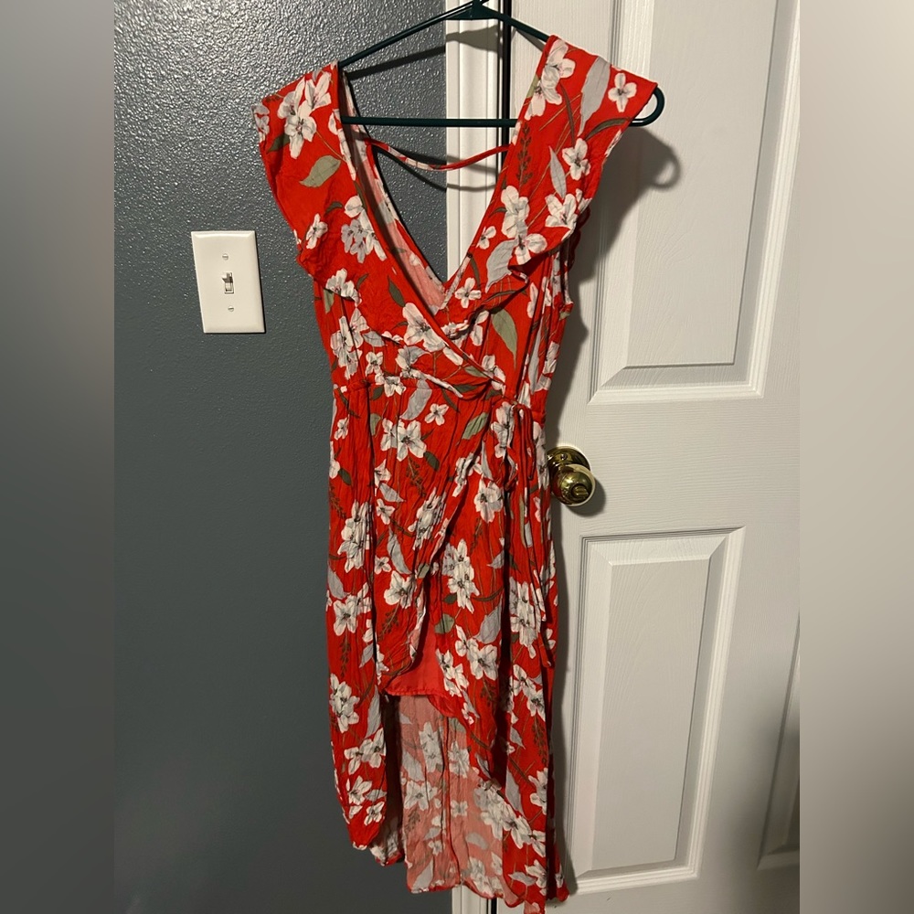 Red, Flower Patterned Dress